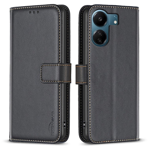 BINFEN COLOR BF17 For Xiaomi Redmi 13C 4G / 13C 5G / 13R 5G / Poco M6 5G / Poco C65 4G Case PU Leather Horizontal Stand Phone Cover
