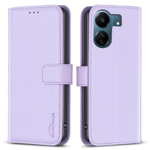 BINFEN COLOR BF17 For Xiaomi Redmi 13C 4G / 13C 5G / 13R 5G / Poco M6 5G / Poco C65 4G Case PU Leather Horizontal Stand Phone Cover