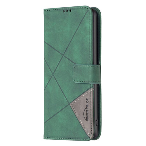 BINFEN COLOR For Xiaomi Redmi 13C 4G / 13C 5G / 13R 5G / Poco M6 5G / Poco C65 4G Phone Cases Wallet Stand Geometry Imprint Leather Cover