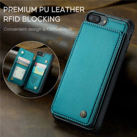 For iPhone 6 Plus / 7 Plus / 8 Plus / 6s Plus Phone Case CASEME C22 Leather Back Cover with RFID Blocking Card Slots