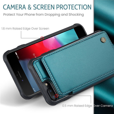 For iPhone 6 Plus / 7 Plus / 8 Plus / 6s Plus Phone Case CASEME C22 Leather Back Cover with RFID Blocking Card Slots