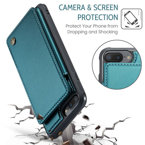 For iPhone 6 Plus / 7 Plus / 8 Plus / 6s Plus Phone Case CASEME C22 Leather Back Cover with RFID Blocking Card Slots