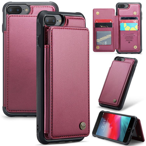 For iPhone 6 Plus / 7 Plus / 8 Plus / 6s Plus Phone Case CASEME C22 Leather Back Cover with RFID Blocking Card Slots