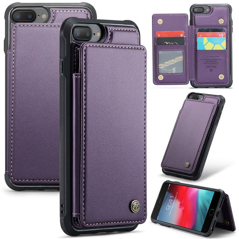 For iPhone 6 Plus / 7 Plus / 8 Plus / 6s Plus Phone Case CASEME C22 Leather Back Cover with RFID Blocking Card Slots
