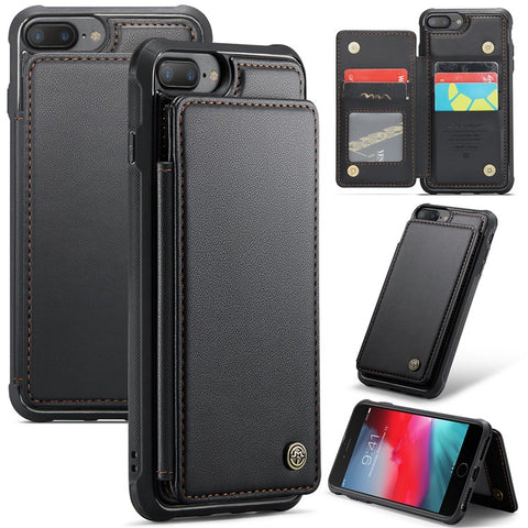 For iPhone 6 Plus / 7 Plus / 8 Plus / 6s Plus Phone Case CASEME C22 Leather Back Cover with RFID Blocking Card Slots