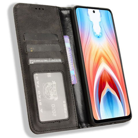 For Oppo A79 5G / A2 5G / OnePlus Nord N30 SE 5G Case Retro PU Leather Magnetic Auto Closing Wallet Cover