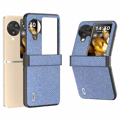ABEEL For Oppo Find N3 Flip 5G Case PU Leather+PC Rhinestone Texture Phone Cover