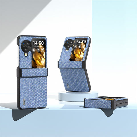 ABEEL For Oppo Find N3 Flip 5G Case PU Leather+PC Rhinestone Texture Phone Cover