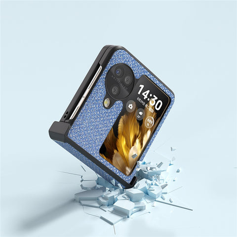 ABEEL For Oppo Find N3 Flip 5G Case PU Leather+PC Rhinestone Texture Phone Cover