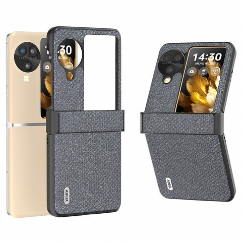 ABEEL For Oppo Find N3 Flip 5G Case PU Leather+PC Rhinestone Texture Phone Cover