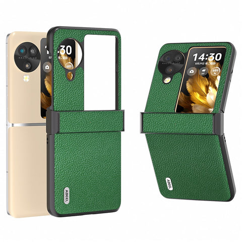 ABEEL For Oppo Find N3 Flip 5G Phone Cover Hinge Design Genuine Cow Leather Phone Back Cover