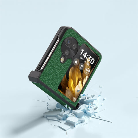 ABEEL For Oppo Find N3 Flip 5G Phone Cover Hinge Design Genuine Cow Leather Phone Back Cover