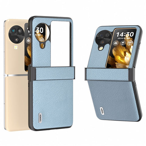 ABEEL For Oppo Find N3 Flip 5G Phone Cover Hinge Design Genuine Cow Leather Phone Back Cover