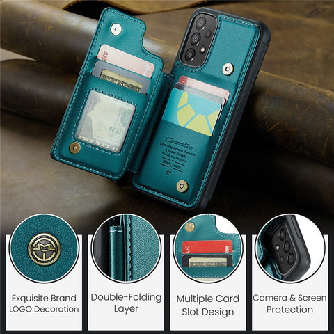 For Samsung Galaxy A33 5G Phone Case CASEME C22 Leather Back Cover with RFID Blocking Card Slots