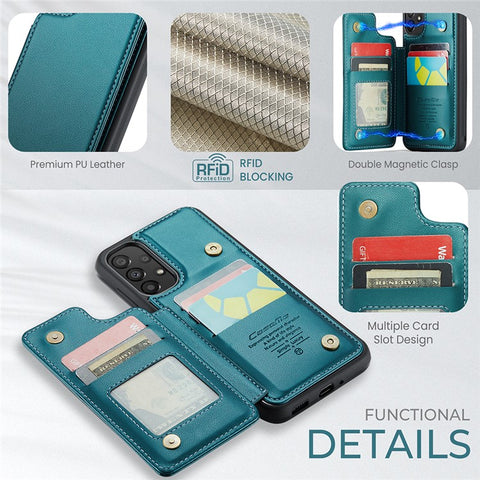 For Samsung Galaxy A33 5G Phone Case CASEME C22 Leather Back Cover with RFID Blocking Card Slots