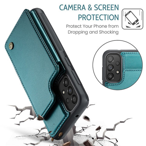 For Samsung Galaxy A33 5G Phone Case CASEME C22 Leather Back Cover with RFID Blocking Card Slots
