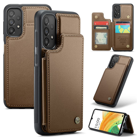 For Samsung Galaxy A33 5G Phone Case CASEME C22 Leather Back Cover with RFID Blocking Card Slots