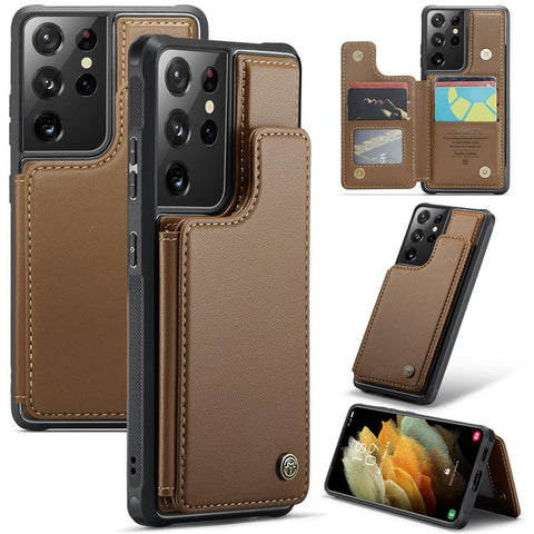 For Samsung Galaxy S21 Ultra 5G Phone Case CASEME C22 Leather Back Cover with RFID Blocking Card Slots