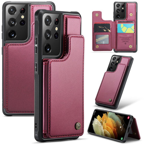 For Samsung Galaxy S21 Ultra 5G Phone Case CASEME C22 Leather Back Cover with RFID Blocking Card Slots