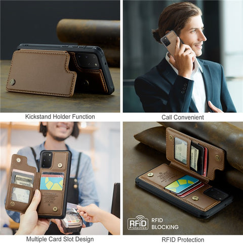For Samsung Galaxy S20 Plus 4G / 5G Phone Case CASEME C22 Leather Back Cover with RFID Blocking Card Slots