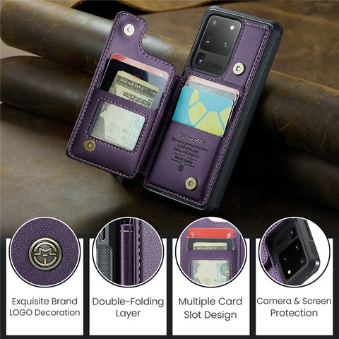 For Samsung Galaxy S20 Ultra Phone Case CASEME C22 Leather Back Cover with RFID Blocking Card Slots