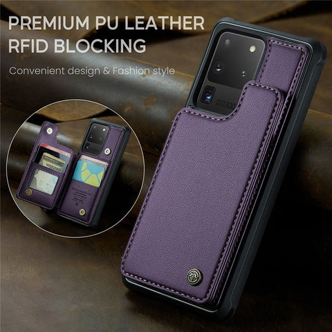 For Samsung Galaxy S20 Ultra Phone Case CASEME C22 Leather Back Cover with RFID Blocking Card Slots
