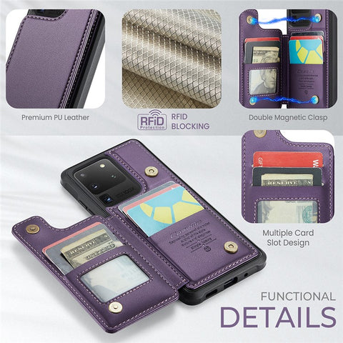 For Samsung Galaxy S20 Ultra Phone Case CASEME C22 Leather Back Cover with RFID Blocking Card Slots