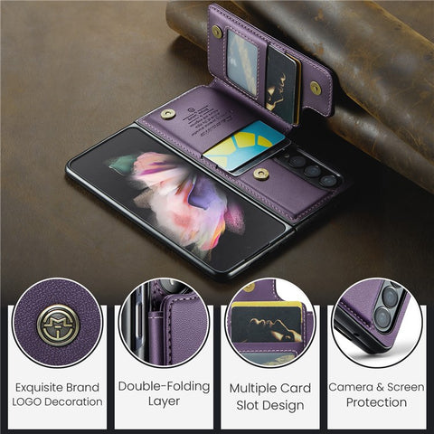 For Samsung Galaxy Z Fold3 5G Phone Case CASEME C22 Leather Back Cover with RFID Blocking Card Slots