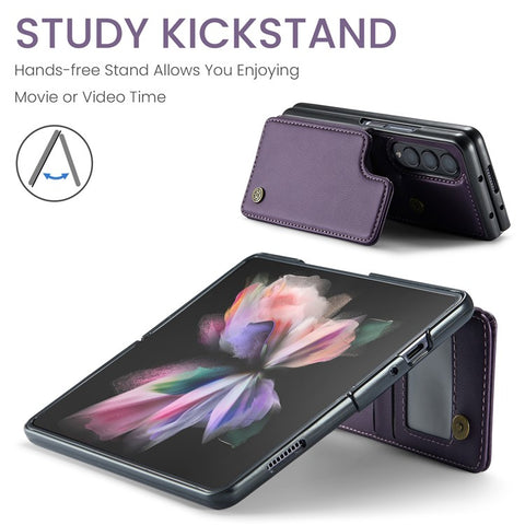 For Samsung Galaxy Z Fold3 5G Phone Case CASEME C22 Leather Back Cover with RFID Blocking Card Slots