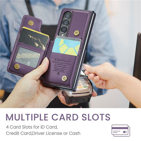 For Samsung Galaxy Z Fold3 5G Phone Case CASEME C22 Leather Back Cover with RFID Blocking Card Slots