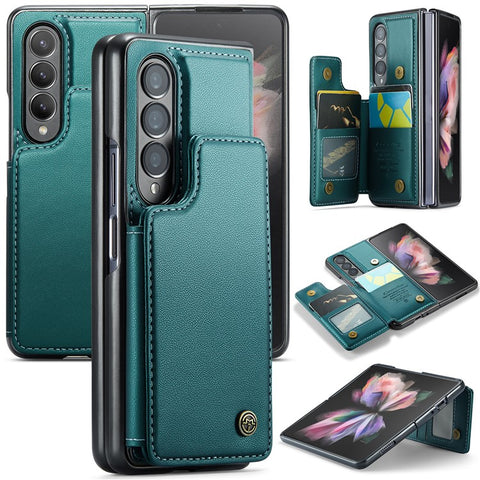 For Samsung Galaxy Z Fold3 5G Phone Case CASEME C22 Leather Back Cover with RFID Blocking Card Slots