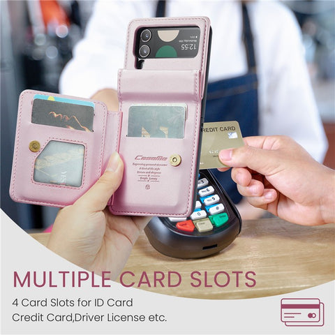 For Samsung Galaxy Z Flip3 5G Phone Case CASEME C22 Leather Back Cover with RFID Blocking Card Slots
