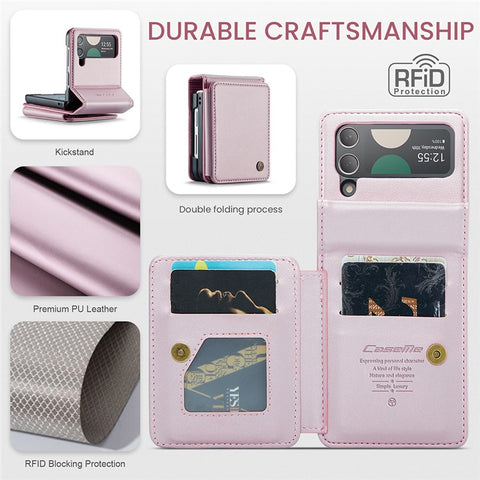 For Samsung Galaxy Z Flip3 5G Phone Case CASEME C22 Leather Back Cover with RFID Blocking Card Slots