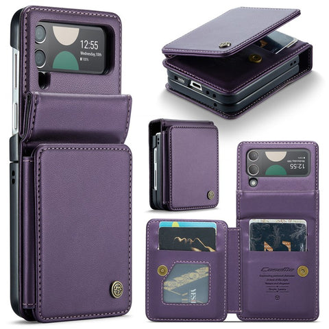 For Samsung Galaxy Z Flip4 5G Phone Case CASEME C22 Leather Back Cover with RFID Blocking Card Slots