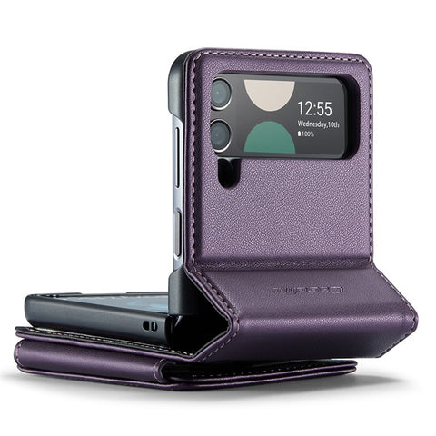 For Samsung Galaxy Z Flip4 5G Phone Case CASEME C22 Leather Back Cover with RFID Blocking Card Slots