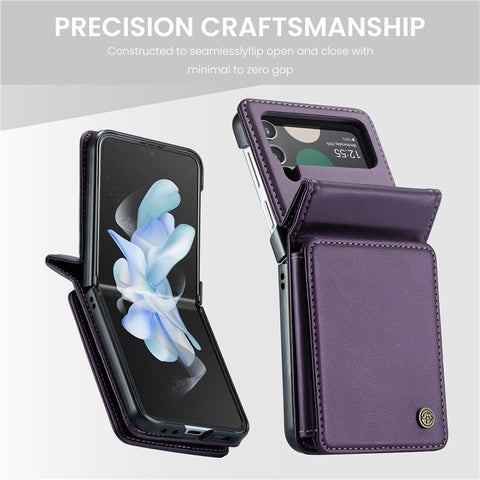 For Samsung Galaxy Z Flip4 5G Phone Case CASEME C22 Leather Back Cover with RFID Blocking Card Slots
