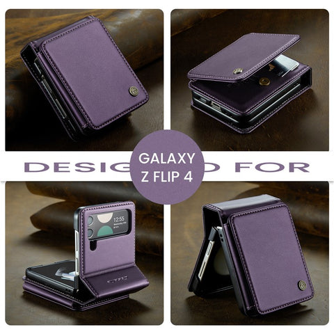 For Samsung Galaxy Z Flip4 5G Phone Case CASEME C22 Leather Back Cover with RFID Blocking Card Slots