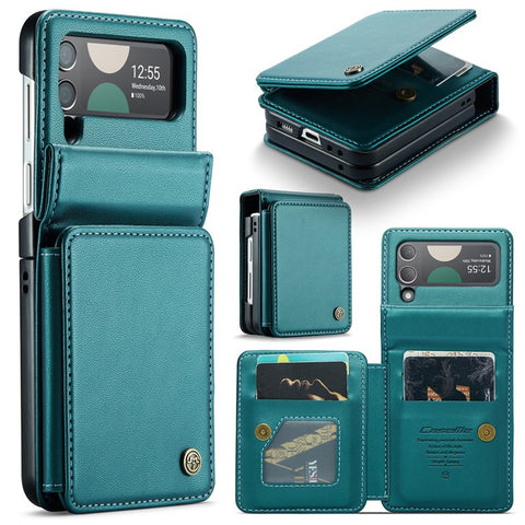 For Samsung Galaxy Z Flip4 5G Phone Case CASEME C22 Leather Back Cover with RFID Blocking Card Slots