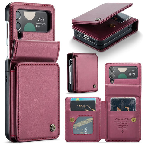 For Samsung Galaxy Z Flip4 5G Phone Case CASEME C22 Leather Back Cover with RFID Blocking Card Slots