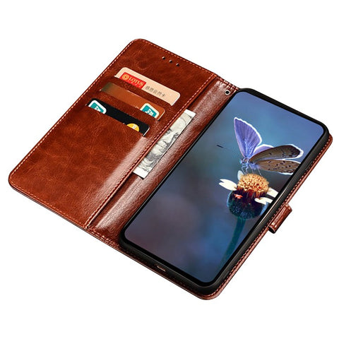 IDEWEI For Umidigi A15 Case Crazy Horse Texture Phone Cover with Wallet Stand