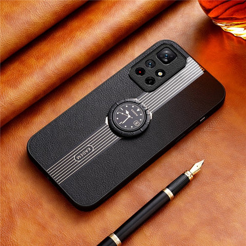 KADEM For Xiaomi Poco M4 Pro 5G  /  Redmi Note 11 5G (China) (MediaTek)  /  11T 5G  /  11S 5G Cover Leather+TPU+Acrylic Ring Kickstand Case