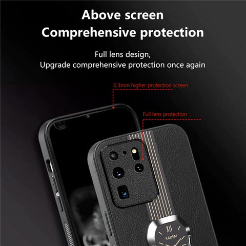 KADEM For Samsung Galaxy S20 Ultra Case Leather+TPU+Acrylic Folding Kickstand Cover