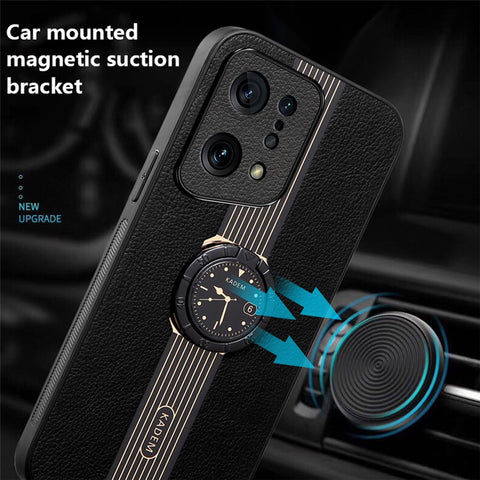 KADEM For Oppo Find X5 Case Electroplating Ring Kickstand Leather+TPU+Acrylic Phone Cover