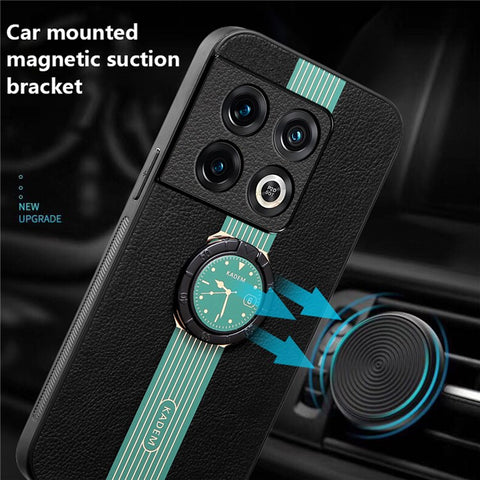 KADEM For OnePlus 10 Pro 5G Case Ring Kickstand PU Leather Coating Hybrid Phone Cover