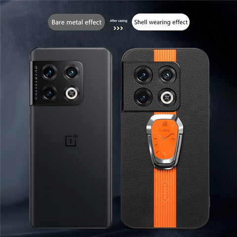KADEM For OnePlus 10 Pro 5G Cover Shockproof TPU+Acrylic Phone Case with Leather Coating