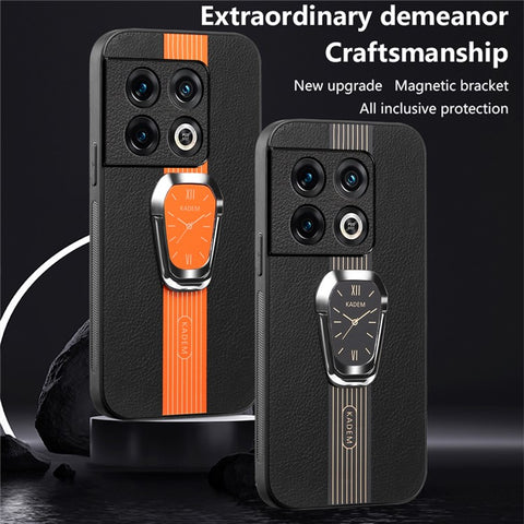 KADEM For OnePlus 10 Pro 5G Cover Shockproof TPU+Acrylic Phone Case with Leather Coating