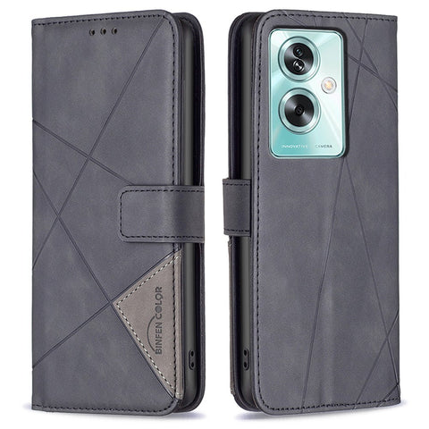 BINFEN COLOR For Oppo A79 5G / A2 5G Phone Cases Wallet Stand Geometry Imprint Leather Cover