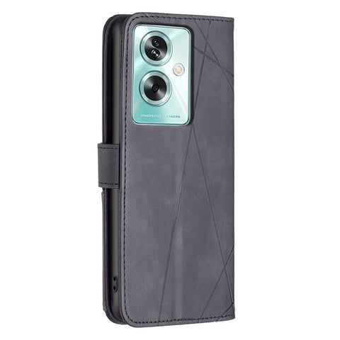 BINFEN COLOR For Oppo A79 5G / A2 5G Phone Cases Wallet Stand Geometry Imprint Leather Cover