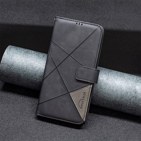 BINFEN COLOR For Oppo A79 5G / A2 5G Phone Cases Wallet Stand Geometry Imprint Leather Cover