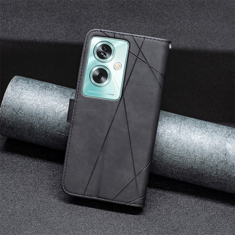 BINFEN COLOR For Oppo A79 5G / A2 5G Phone Cases Wallet Stand Geometry Imprint Leather Cover